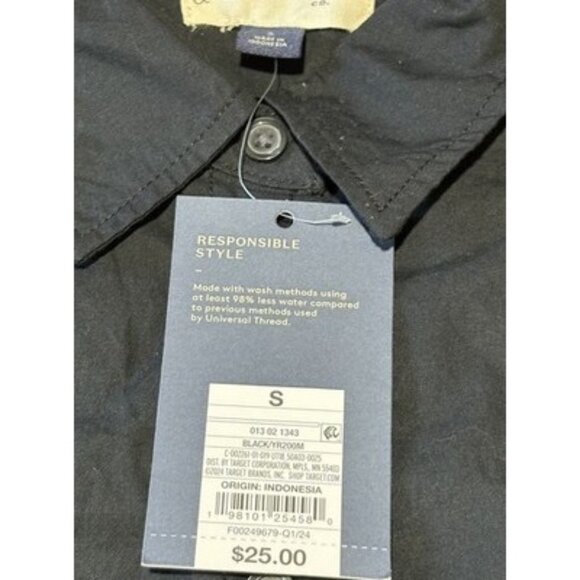 Women’s-Univeral Thread Collared Button Up Black Long Sleeve Shirt Size S - Picture 3 of 6